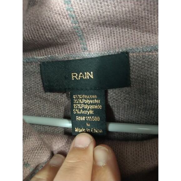 Rain Woman's M Sweater Purple Grey Windowpane Cowl Neck Soft Long Sleeves - Picture 3 of 8